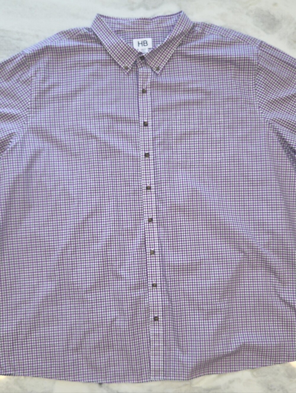Harbor BAY Men’s Purple Check Button-Down Shirt - 5XLT - Picture 3 of 6
